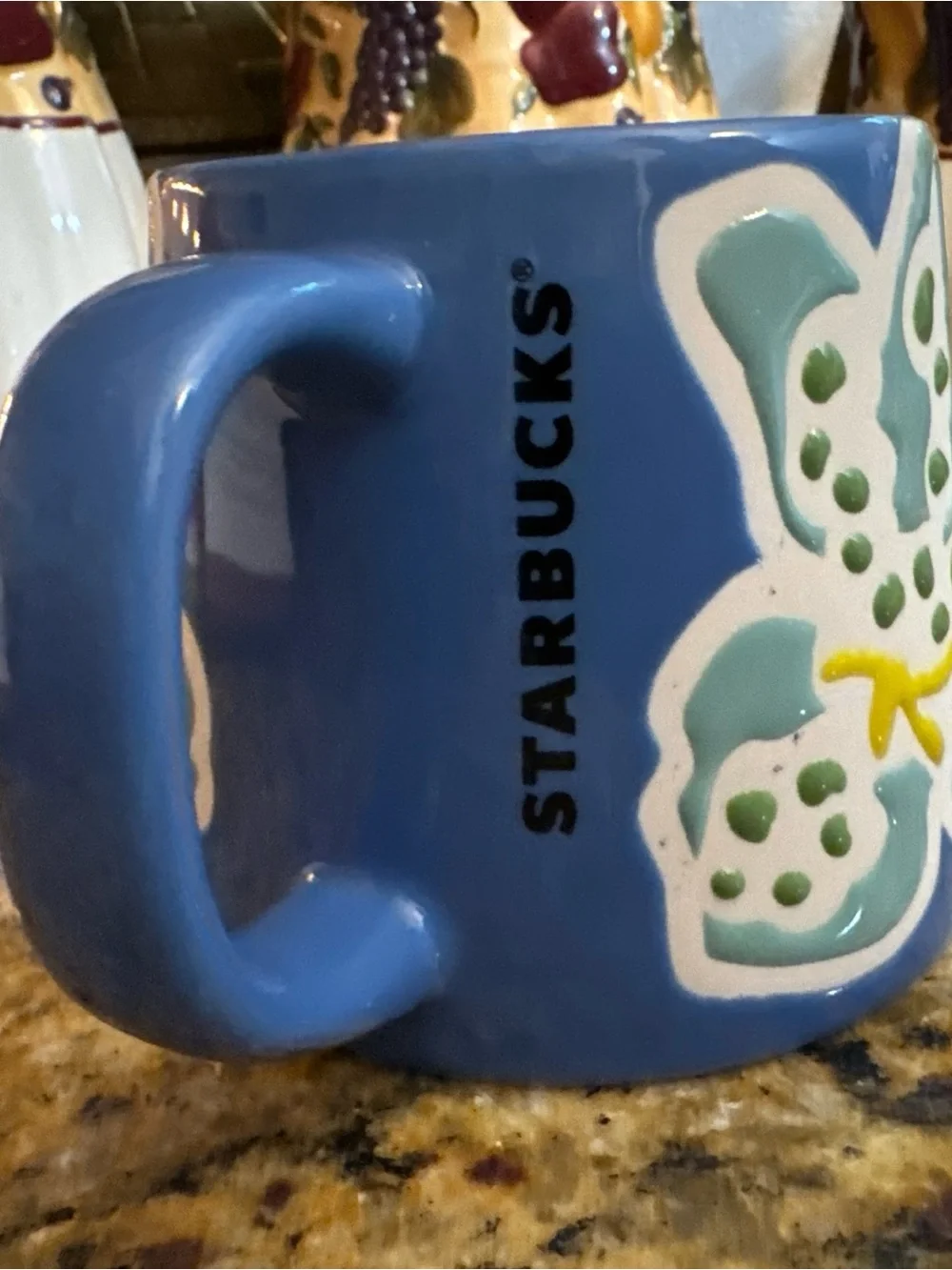Starbucks Blue Ceramic Mug with Green Accent